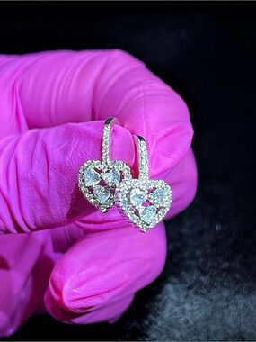 Olivia and Jackson AAA CZ Heart Halo Hoop Earrings | 925SS